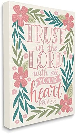 Stupell Industries Trust The Lord Religious Proverb Floral Leaves Border, Design By Taylor Shannon Designs