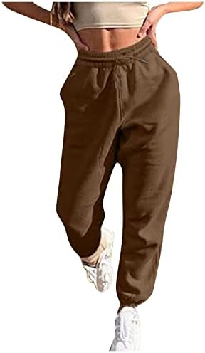 Ženski trenerci visoke struk baggy ravne salonske hlače cinch donji jogger hlače s džepovima Activewear