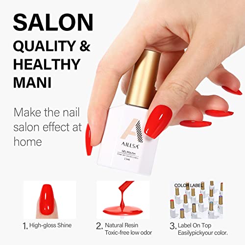 Aillsa crveni Gel lak za nokte 15ml crveni Gel lak za nokte dugotrajni crveni nokti crveni Gel za nokte brzo suho upijanje U V Gel lak za nokte Nail Art Salon za manikuru kod kuće poklon za Majčin dan 1kom