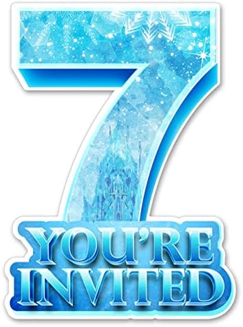 20 ICE kraljice 7. rođendana Poziv sa kovertama Dvostrani plavi zimski zimski pozivnici u obliku pahuljica poziva za 7 godina