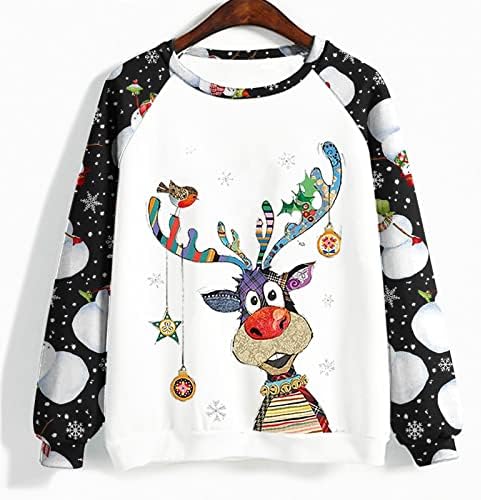 Božić majica Tops za žene slatka sob štampana Casual labave duge rukave pulover džemperi dukserice tunika Tees