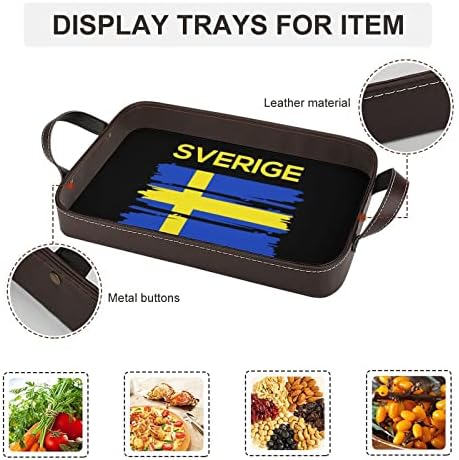 Sverige Švedska Švedska zastava Kožna dekorativna ladica Personalizirani organizator skladištenja u ladici sa ručkama za kućni hotel