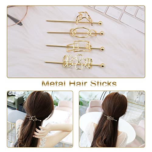 4 komada hair Clips Metal Hair Sticks Gold hair Slide Clip Flower Star pravougaonik Oval ukosnica hair Accessories hair nakit za žene i djevojke duga kosa