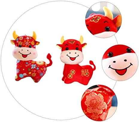 Bestoyard 2pcs Godina plišanih jastuka za plišane jastuke punjene lenjosti plišani igrački maskot kravlje maskote kineski časovni
