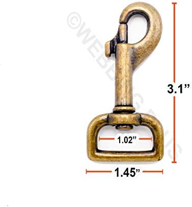 1 inčni vijak Snap antikni mesing 1 okretni očni ljubimac povodnik teški od mesinganog hardvera - Webbing Plus
