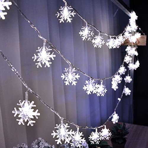 Božić pahuljica žičana svjetla ukrasi zimska bajkovita zemlja dekor Božić pahuljica žičana svjetla u tamnim ogrlicama
