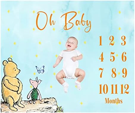 Dayimg Classic Winnie Milestone pokrivač mjesečni tracker rasta prvi put dvanaest mjeseci Baby Diketa savršeni Pooh Dječji tuš ukrasi