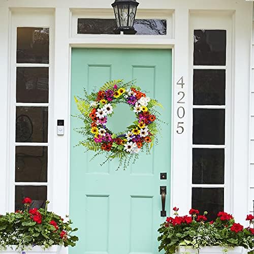 Ferial prednje vrata vijenac proljeće ljeto tratinčica vijenac u boji 18-inčni cvjetni vijenac umjetni vijenac svileno cvijeće i zeleno