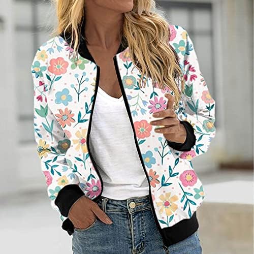 Ženska cvjetna printska jakna 2023 modna postolja zatvarač zatvarač otvorenih prednjih jakne kaput dugih rukava s kardiganom