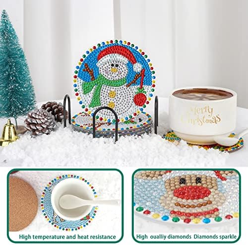 Lazyfold 9 pakovanje dijamantskih bojlišta s držačem, DIY božićni poklon Coaster Diamond Art setovi za odrasle djece i početnike,