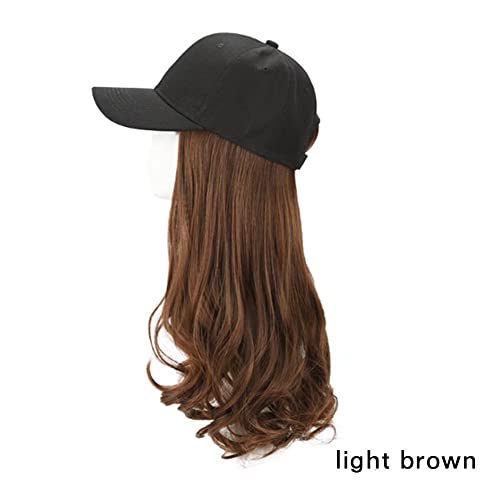 iLUU Sintetička ekstenzija za kosu priložena bejzbol kapa duga kovrčava perika šešir s valovitom kosom - 14 Svijetlosmeđa modna boja šešir za ekstenzije kose crna kapa perika za žene