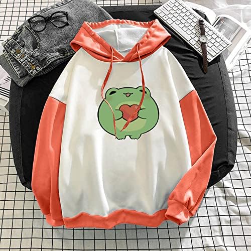 OPLXUO 2023 Hoodies Ženska slatka žaba pulover dukseve s dugim rukavima TEEN GIRLS OSNOVNI COMFY TOWES košulje