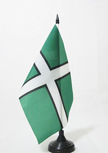 AZ FLAGAC DEVON Županija zastava 5 '' x 8 '' - okrug Devon - Engleska stolna zastava 21 x 14 cm - crna plastična stick i baza