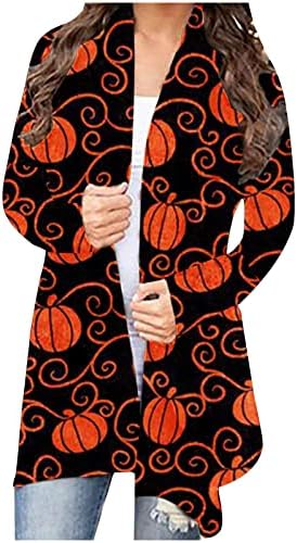 Ženska Halloween Print s dugim rukavima Cardigan Bluza Casual Sexy Plus Veličina Ležerne prilike za zabavu na otvorenom