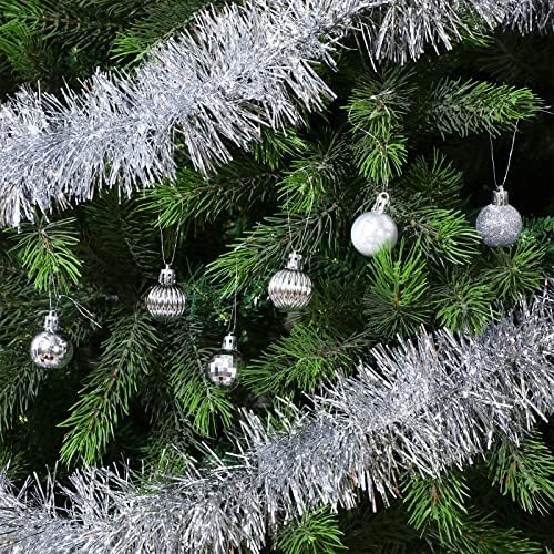 20 stopa božićna folija Tinsel Garland Dekoracija Božićna stablo Srebrna metalni točni brojevi sa 36 kom božićnim kuglica ukrasi za