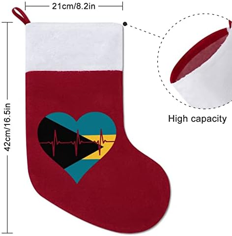 Love Bahamas Heartbeat Božićne čarape Čarapa Xmas Tree Santa ukrasi Viseći ukrasi za kamin za odmor 16.5