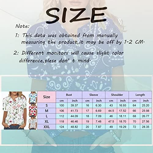 Ženski kratki rukav Dressy Fashion Summer Grafički grafički cvjetno tiskano Trendi bluza Tunika paketa za žene za žene