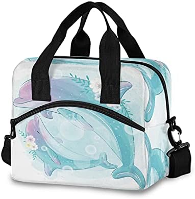 KEEPREAL slatka Dolphin Print izolovana torba za ručak sa naramenicom & amp; ručka za nošenje ,Školska kutija za ručak za djecu, ekološka torba za hlađenje za muškarce, žene