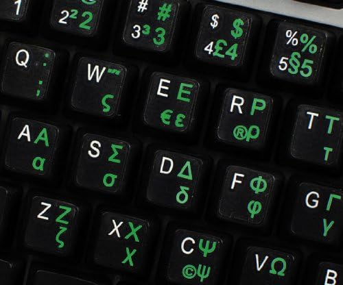 4keyboard Grčke naljepnice za tastaturu sa zelenim slovima na jasnoj prozirnoj pozadini