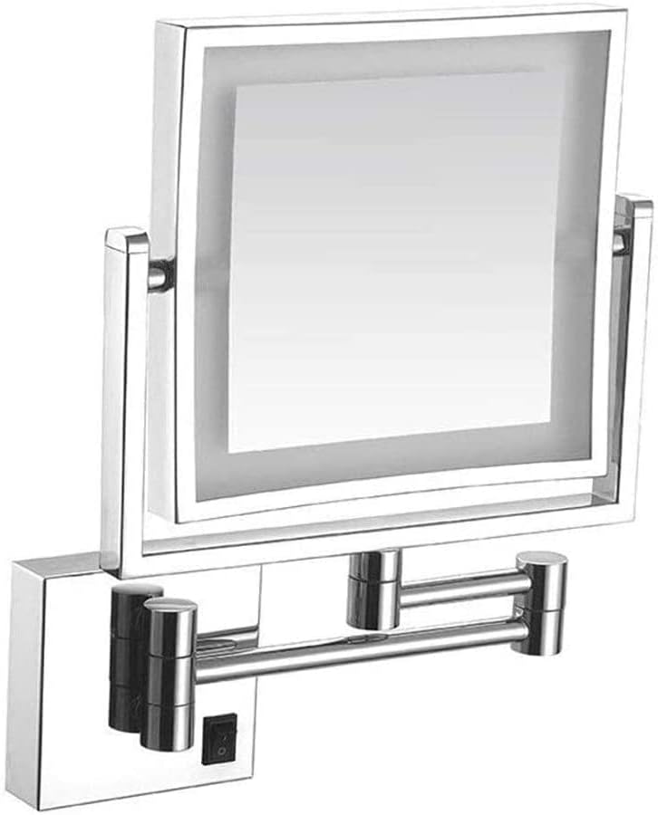 DEIHGE ogledalo za šminkanje Kozmetičko ogledalo, hromirano/zidno / LED rasvjetno ogledalo/sklopivo / rotaciono/podesivo/robusno/ne zarđalo