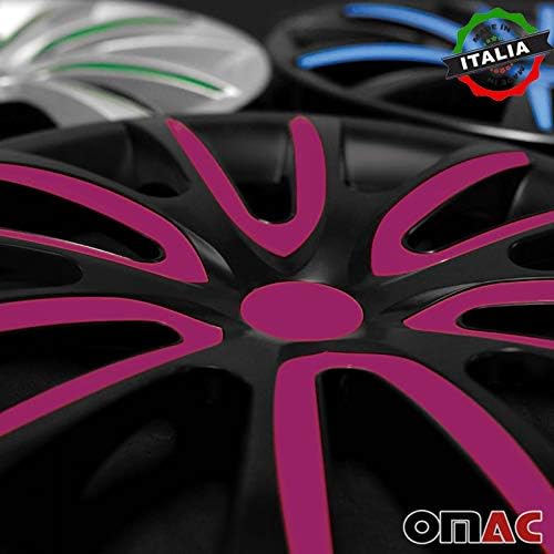 OMAC 16 inčni Hubcaps za Dodge Journey Black and Violet 4 kom. Poklopac naplatka kotača - HUB CAPS - Zamjena vanjske gume za automobile