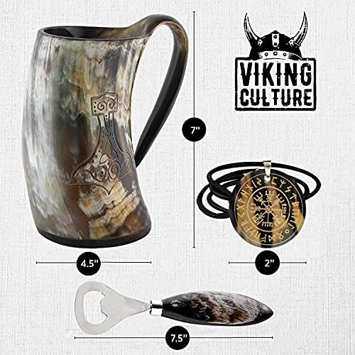 Viking kultura Ox Horn, norvesti privjesak i otvarač za boce Autentičan 32-oz. Ale, mead i tankard piva | Vintage Stein s ručkom |