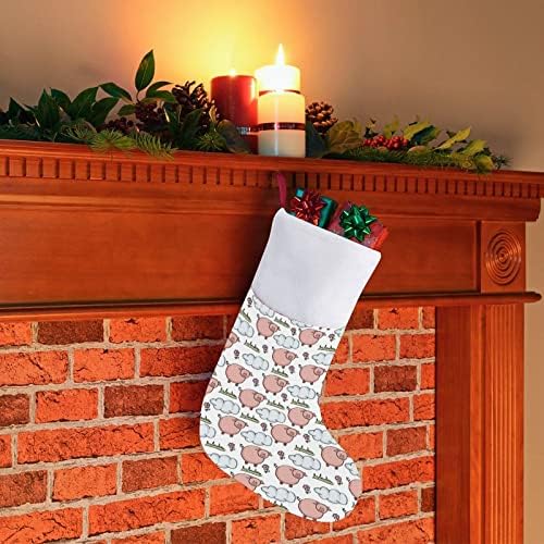 Doodle svinje uzorak crvene božićne praznike čarape Početna ukrasi za Xmas Tree Kamin Viseće čarape