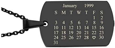 Jovivi Besplatno graviranje - Personalizirani prilagođeni posebni datum Datum kalendara za pse Oznaka Privjesak ogrlica od nehrđajućeg čelika kremacija urn nakit pepeo pepeo kit za punjenje