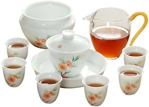 Zlxdp ručno oslikani bijeli porculanski čaj od keramičkog domaćinstva Sancei lidded Bowl podloge za čaj za čaj set pokloni