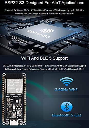 ESP32-S3 modul, ESP32-S3-WROOM-1-N8R8, razvojna ploča Wi-Fi, 240MHz dual core procesor, 512kb SRAM, 384KB ROM, 8MB PSRAM, 8MB Flash memorija, za Arduino ESP-IDF Micropyton