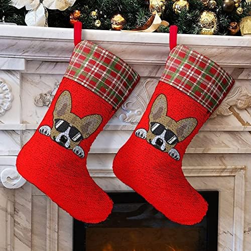 Cool Welsh Corgi Sequin Božićne čarape Reverzibilna boja Promjena čarobnih zaliha za Xmas Tree Kamin Viseće čarape
