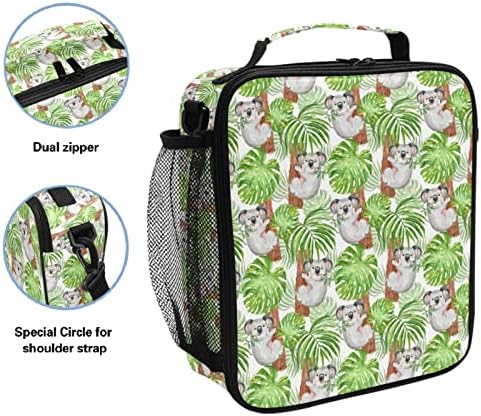 ZZXXB Koala izolovana torba za ručak sa palminim listom termo hladnjača za višekratnu upotrebu torba za putovanja na otvorenom sa naramenicom za studente odrasle