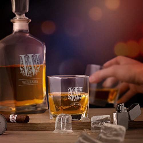 Maverton Whisky carafe + 2 naočare sa graviranjem-23 fl oz. klasični alkoholni dekanter za parove-elegantan set viskija - za vjenčanje-personalizirano
