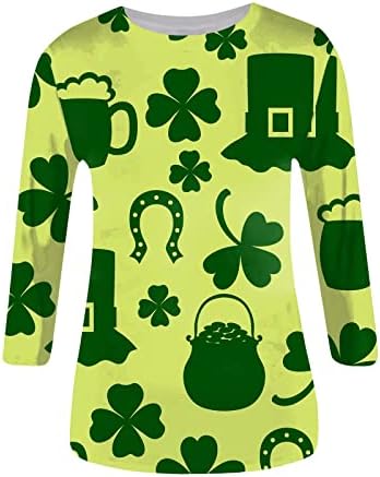 3/4 rukava sv. Patrickova košulja za žene za žene od tiskanih majica zaljubljene majice zaljubljene ležerne ugrađene tee vrhove