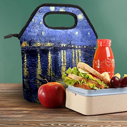 GUEROTKR torba za ručak za muškarce, izolovana kutija za ručak, kutija za ručak za odrasle,apstraktni plavi uzorak grafita star star