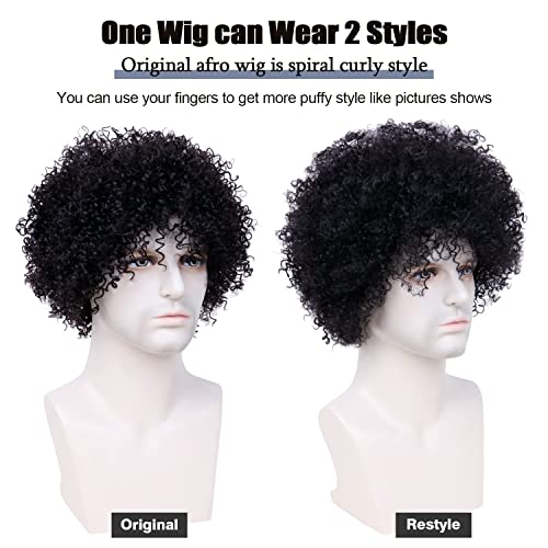 HairMujer 70s Fluffy Afro perike muškarci kratki Kinky kovrčava perika za crne muškarce ljudska kosa za kostime