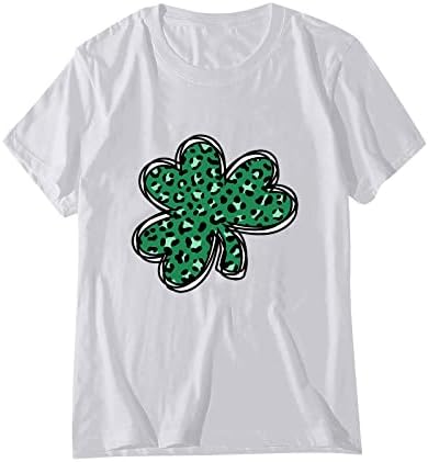 St Patrick košulje za žene Green Lucky Irish Shamrock Thirts Ležerne prilike modne kratkih rukava Crewneck Pulover vrhovi