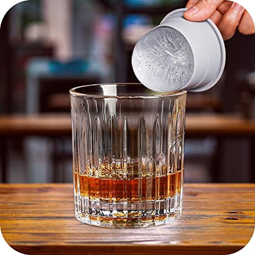 WISIKYER Whiskey naočare, 9oz, predenje Bourbon stakla sa kalupom za ledene kugle u poklon kutiji - Old Fashioned Rocks naočare za