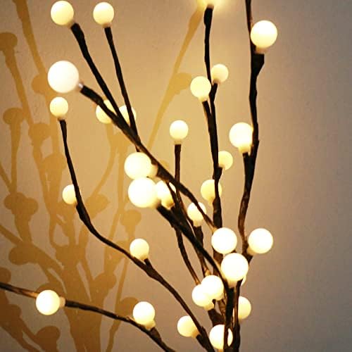 Wo GARZIO svjetla za grane drveta 2pk, svjetla za grančice sa malom kuglicom na baterije 21in 40 LED Willow Branch Light, sa Willow