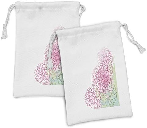 Ampersonne hidrangea tkanina za torbica od 2, ljetna botanička slika Grunge Boja Cvijeća, male torbe za crtanje za maske za toaletne potrepštine, 9 x 6, blijedo zelena ruža