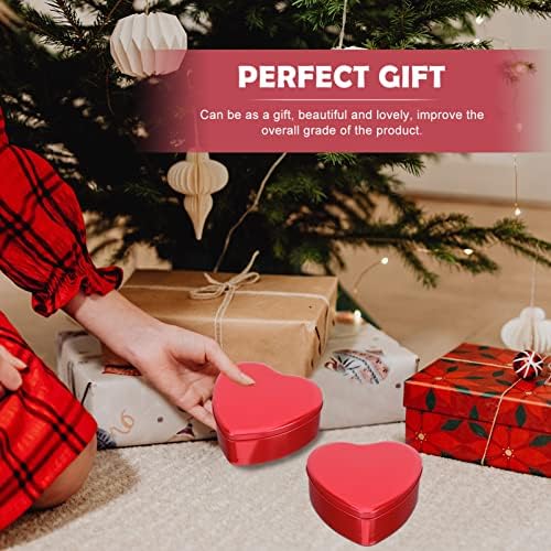 CAPPYYAMI kutija čine nježno usmjeravanje toplotne vjenčanja, tretiraju crvene futrole vjenčani bomboni za skladištenje srca kozmetike Mali kontejneri Božić, kontejner božićni listići pokloni metalni sa