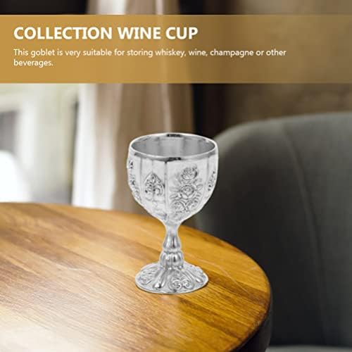 FOMIYES čaša za viski 2 kom metalna reljefna čaša za vino Shot Glass Vintage gravura cvijet uzorak pehar liker šolja čaša za koktel čaša za vino Kalez za vjenčanja Kućni dekor srebrni gotički pehar