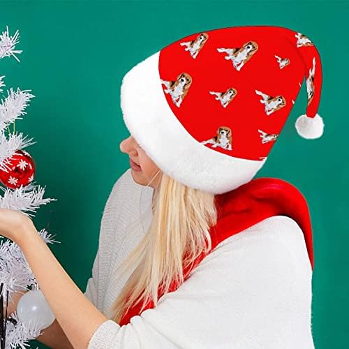 Ponosan Beagle Funny Božić šešir Santa Claus kape kratki pliš sa bijelim manžetama za Božić Holiday Party ukras zalihe