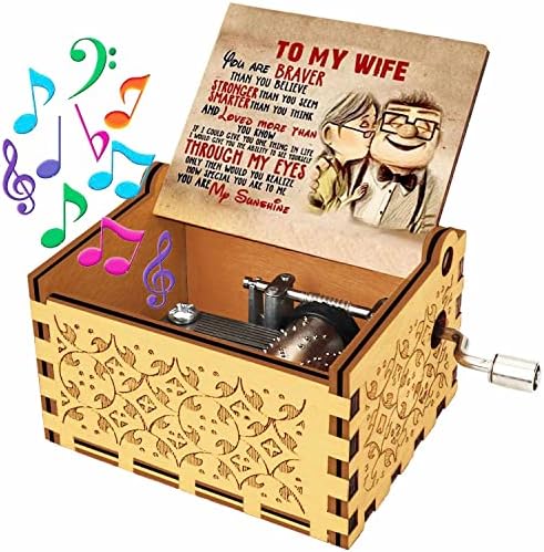 LMS Music Box Laser graved Glowine Musical Boxes Ruka Clasticla Klasična Vi ste moja sunčanica Music Box poklon za Wifte od muža na dan rođendan Božić Dan zaljubljenih