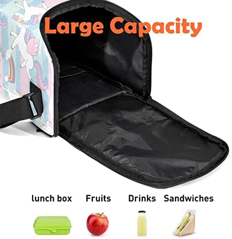 Slatka leteća jednorog plava i ružičasta kosa Rainbow uzorak velika kanta za ručak višekratna kutija za ručak lagana torba za ručak