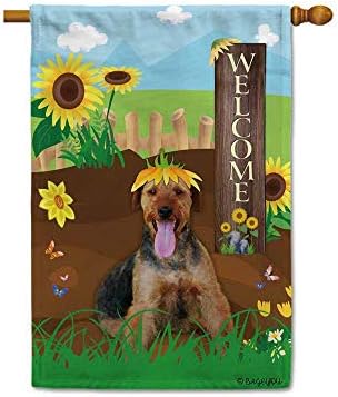 Bageyou Dobrodošli na ljetnu suncokret za pse zaslada Zastava sretan engleski buldog igra na zemlji Farma Leptir Cvijeće Dekor baner
