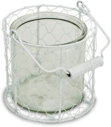 Cheung's 15S001WL okrugli stakleni jar u košarici bijele žice