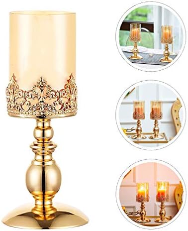 Volcool stakleni svijeće Zlatni stub držač svijeća Vintage Moderni luksuzni stakleni stakleni držači za svijećnju za obljetnice za