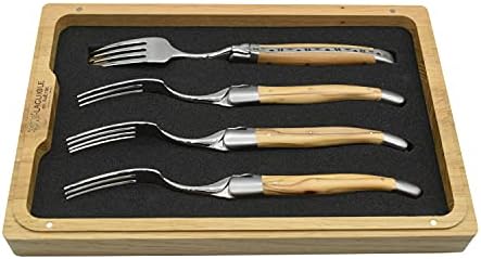 Laguiole en Aubrac Luxury Stainless Steel Forks 4-komadni Set sa maslinovim drvetom, mat podupiračima od nerđajućeg čelika