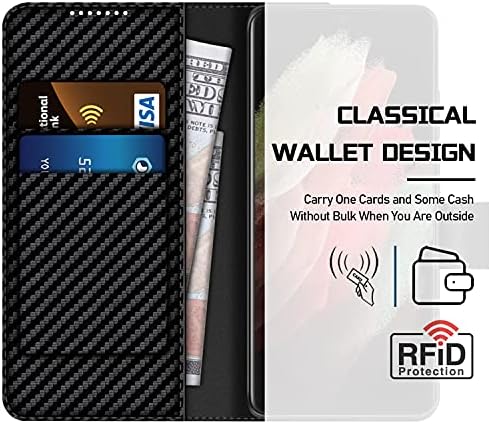 CENMASO Split dizajniran za Galaxy S21 Ultra futrolu sa držačem S Pen, dva u jednom magnetnom preklopnom braniku novčanika za Samsung Galaxy S21 Ultra-Crni